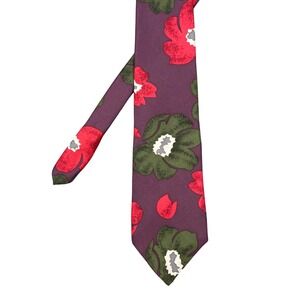 Arrow Purple Floral Necktie Mens OS Dover Red Green Botanical Print Tie